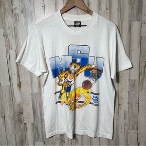Vintage 80s MSU‎ Tigers Basketball Screen Star Best Single Stitch T Shirt Mens L